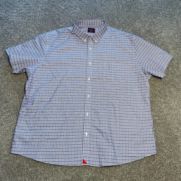 UNTUCKit Kemmeter Button Shirt Men 3XL Blue Red Plaid Gingham Check Short Sleeve - Picture 1 of 6